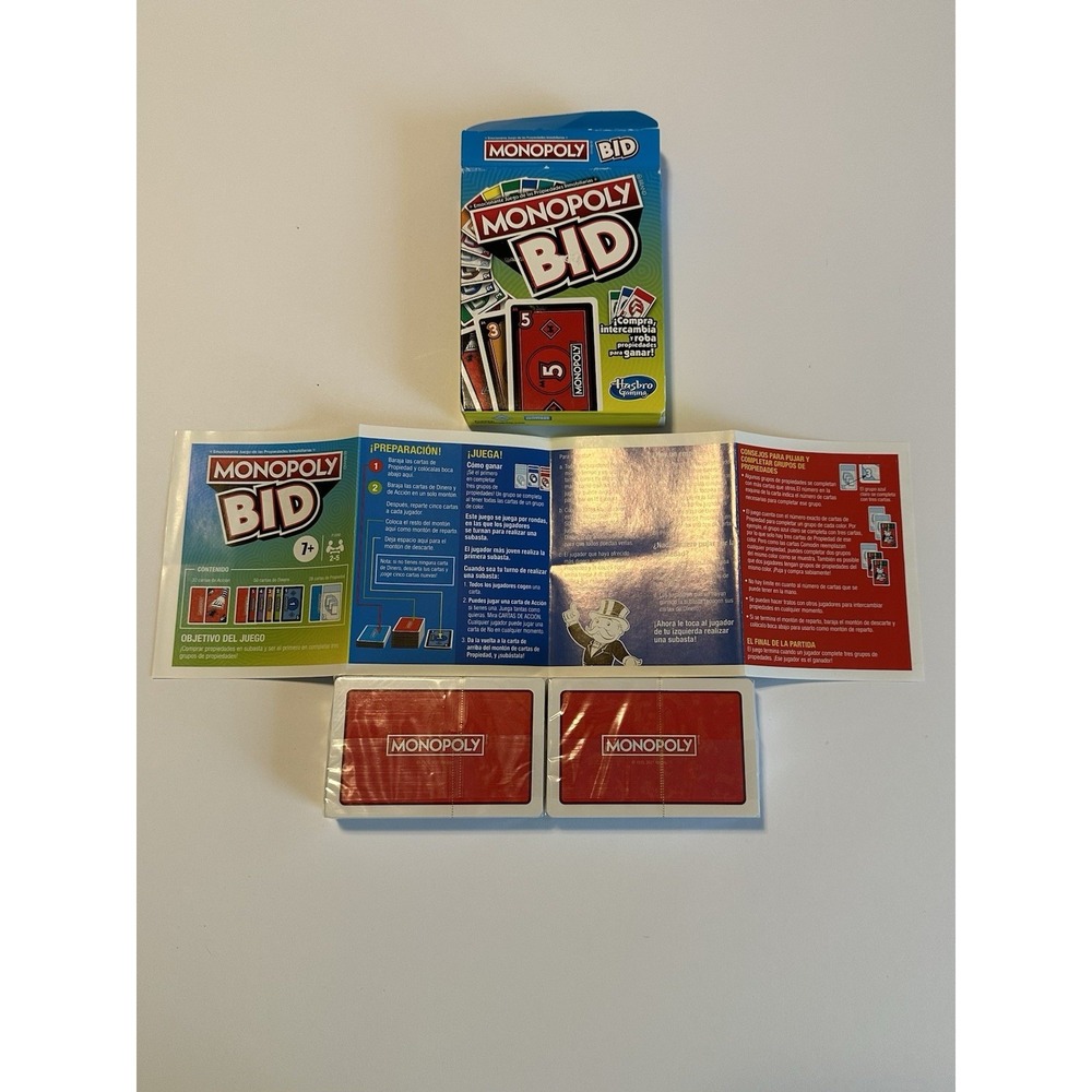 Hasbro Gaming Monopoly Bid Card Game Spanish Edition 2-5 Players Ages 8-11 - Picture 5 of 5